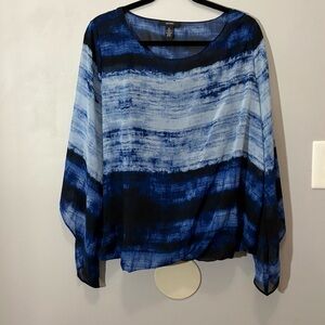 Alfani Navy and Light Blue Blouse